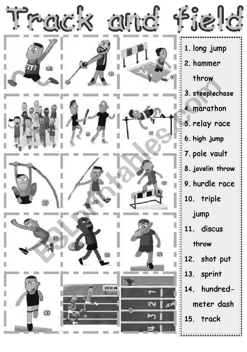 Track Field ESL Worksheet By Evgenia K