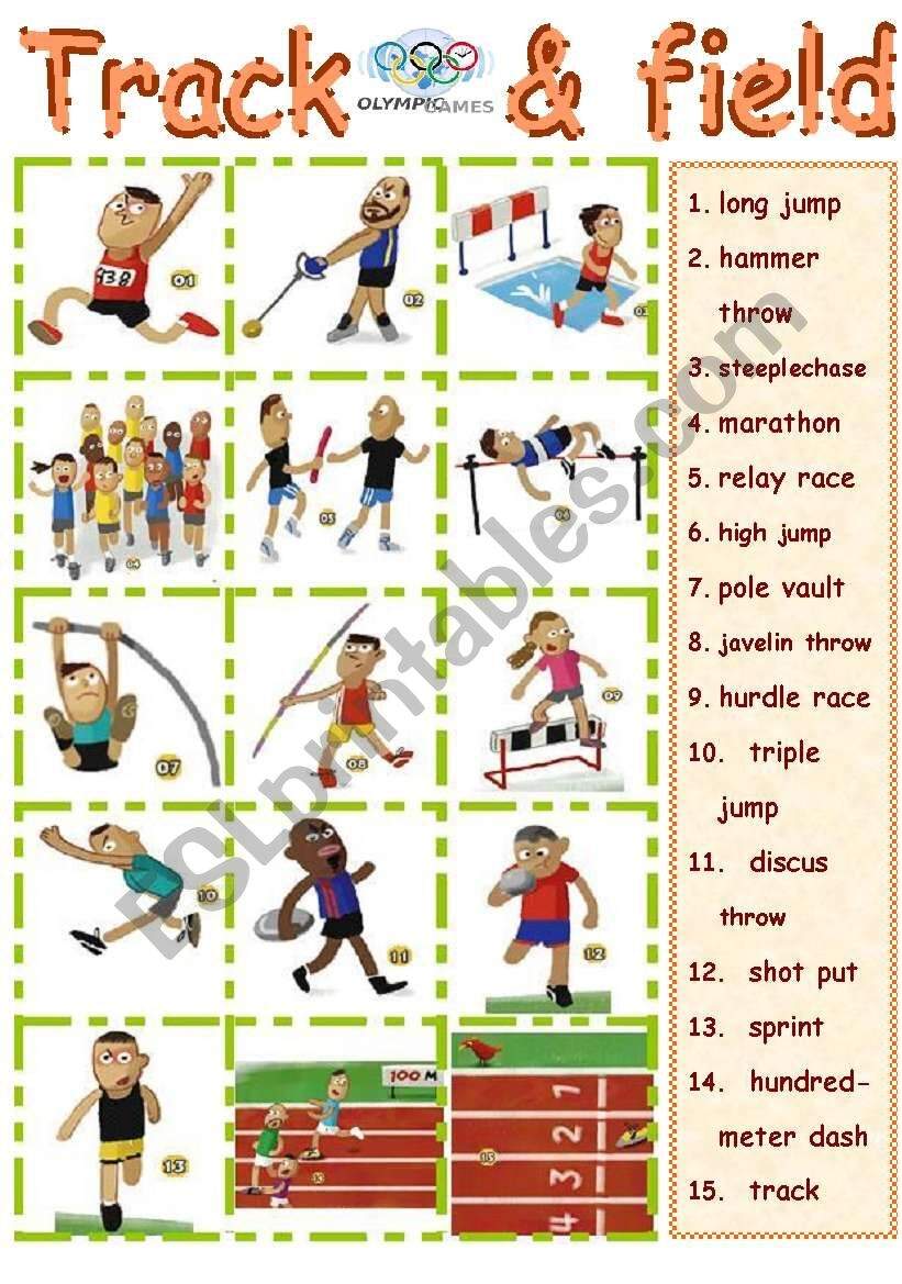 Track Field ESL Worksheet By Evgenia K