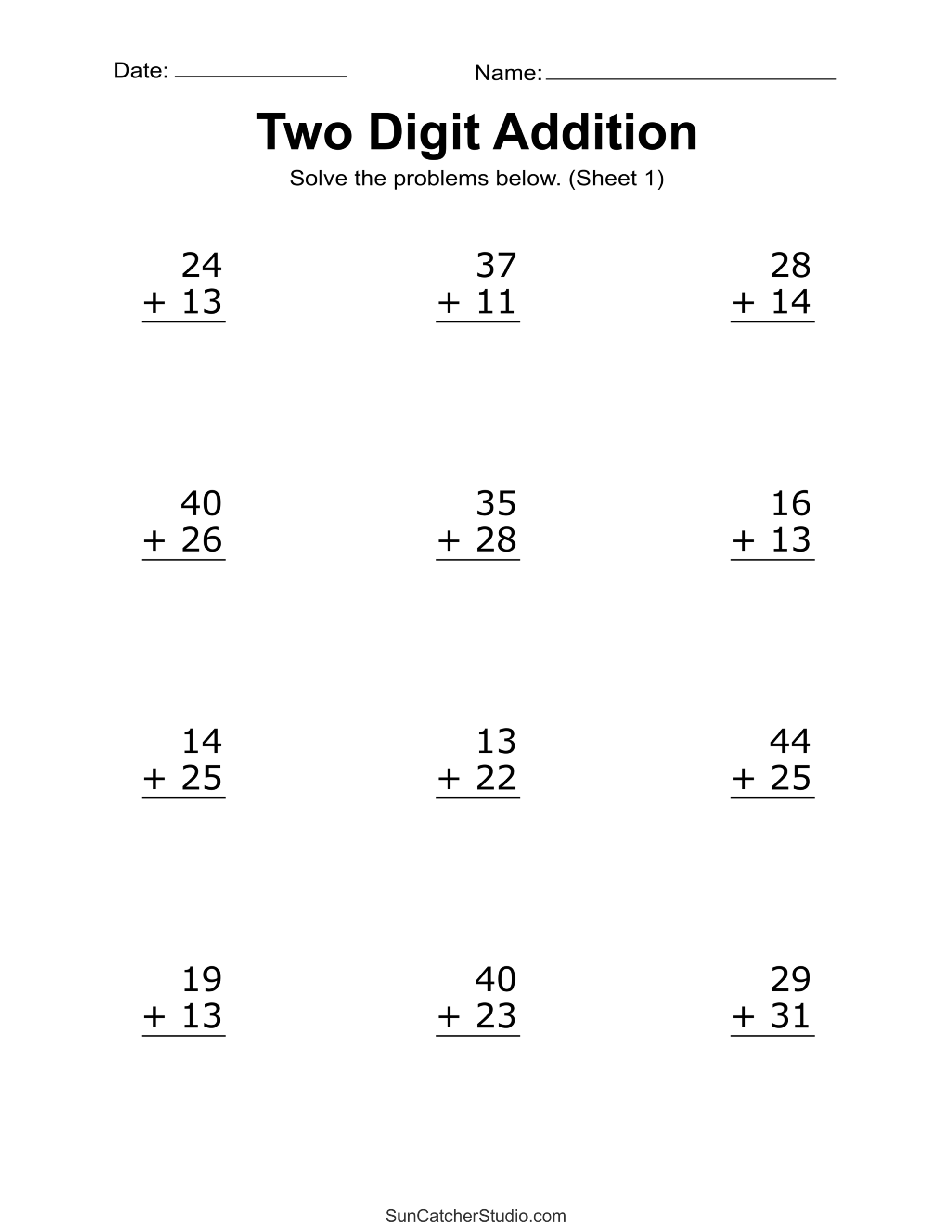 Two Digit Addition Worksheets Printable 2 Digit Problems Free Printables Lettering SVG Files Tools Apps 2 Digit Addition And Subtraction Worksheets