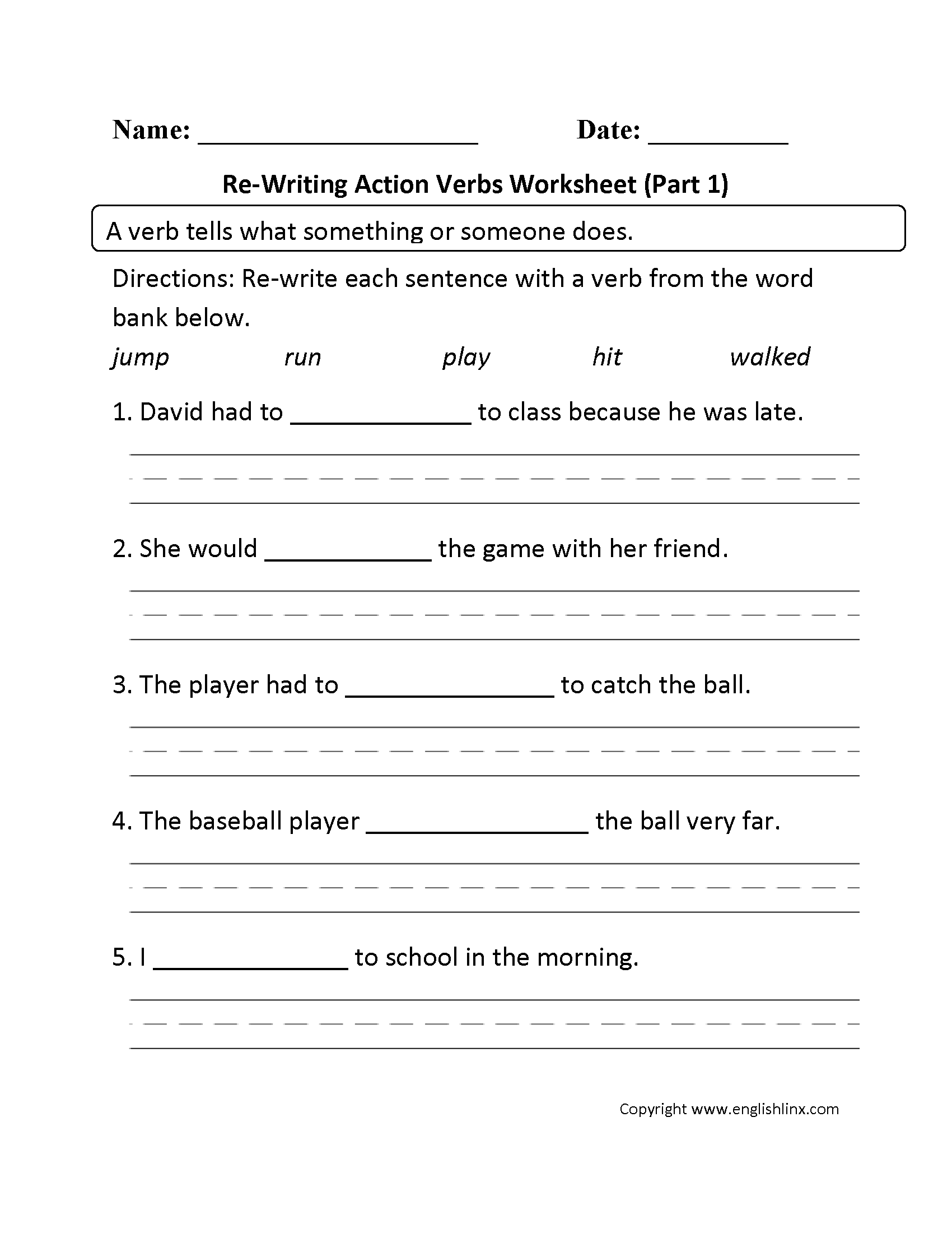Verbs Worksheets Action Verbs Worksheets Action Or Linking Verb Worksheet Worksheets Library