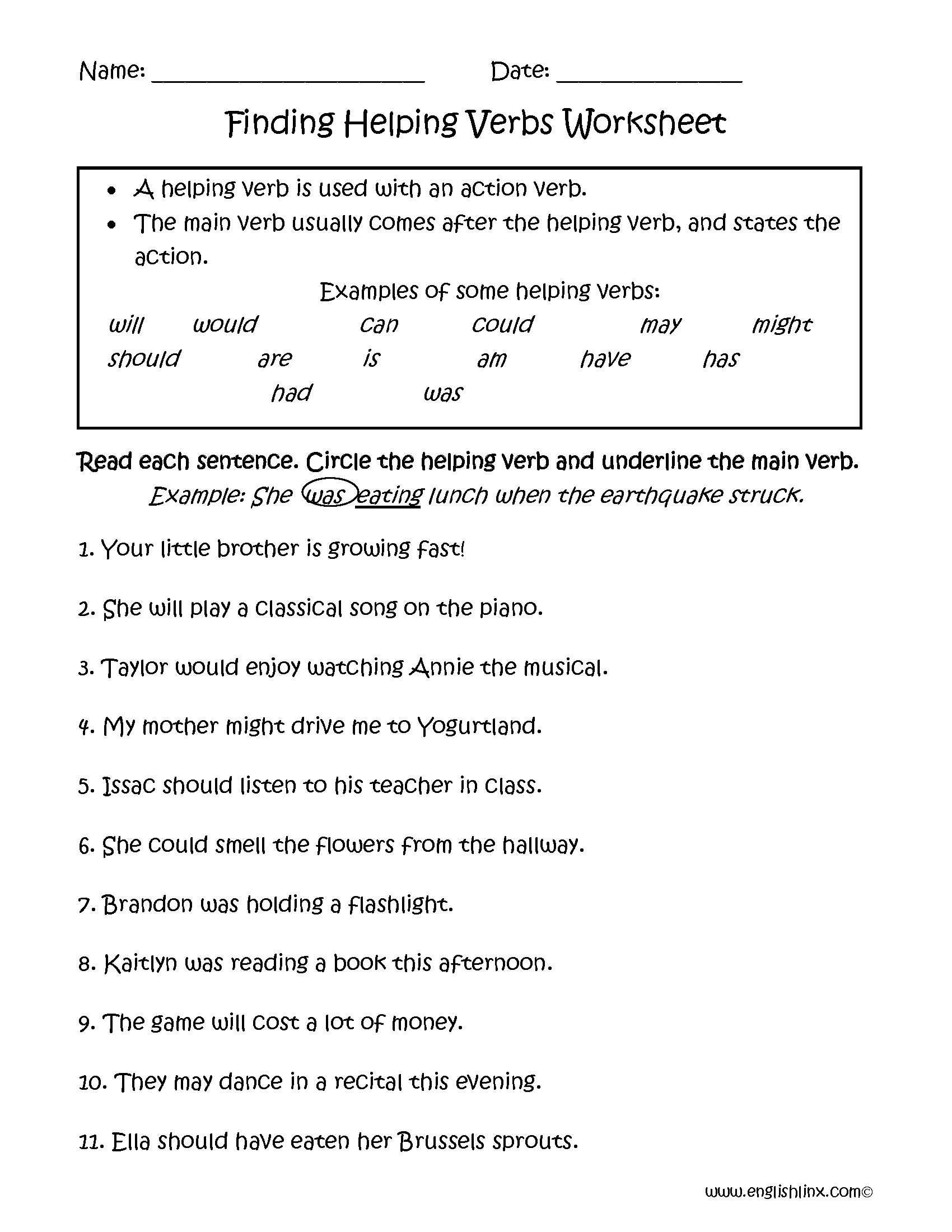 Verbs Worksheets Helping Verbs Worksheets Helping Verbs Grammar Practice Worksheet For Grade 1 Auxiliary Verbs Made By Teachers