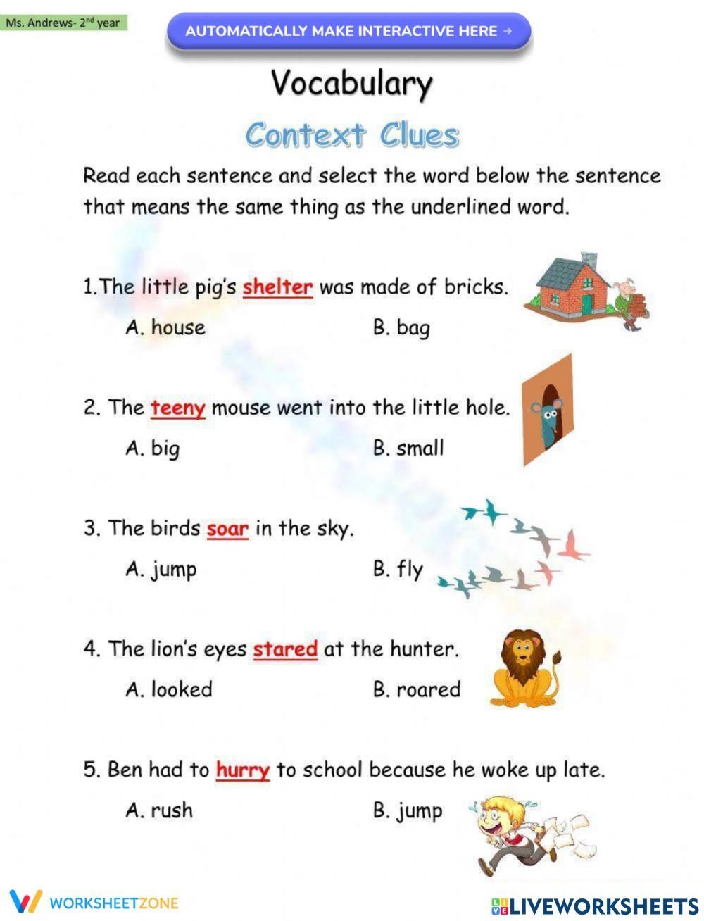 Vocabulary Context Clues Worksheet Worksheets Library Context Clues Worksheets And Anchor Charts For 3rd 5th Grade