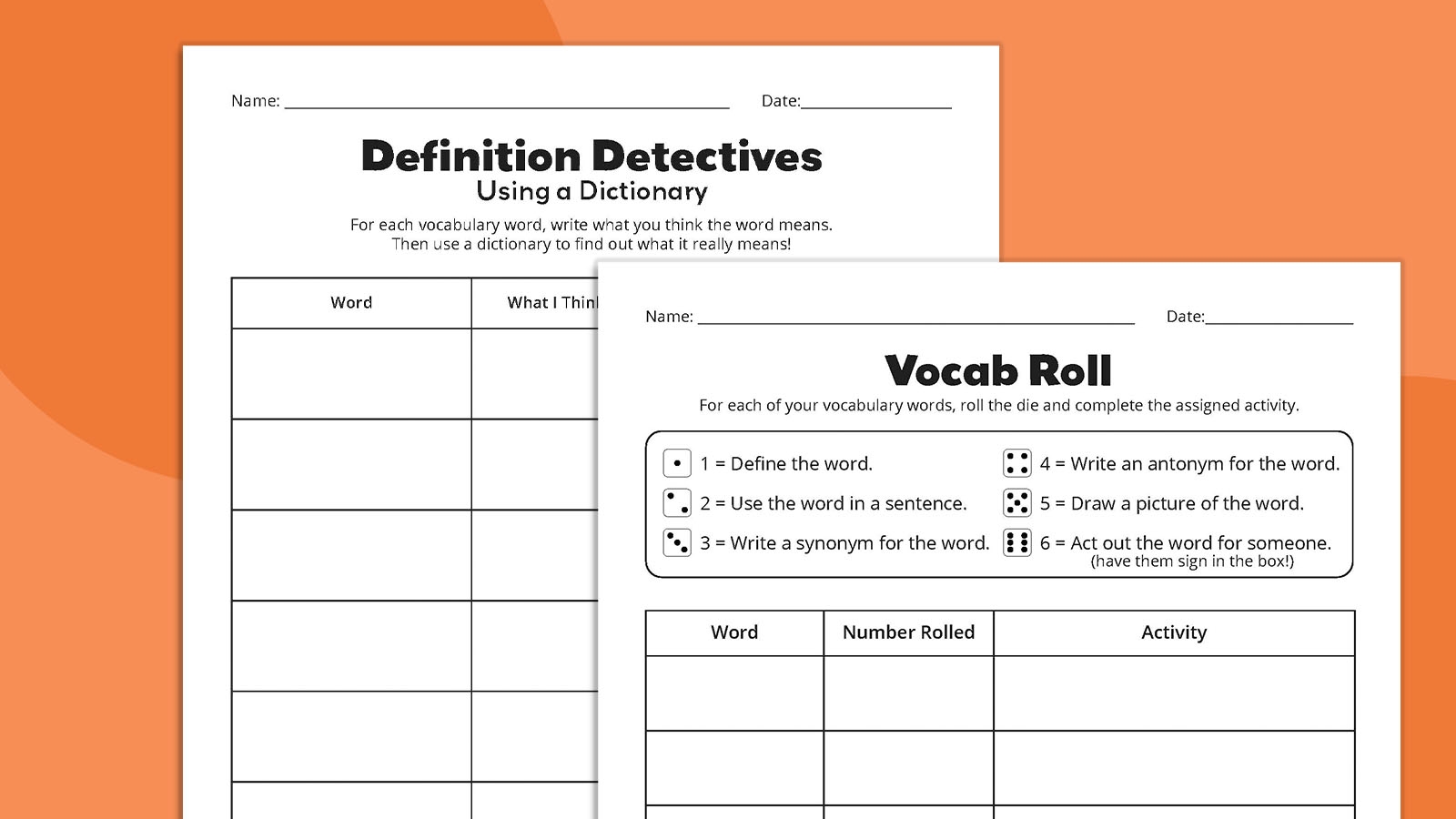 Free Printable Vocabulary Building Worksheet