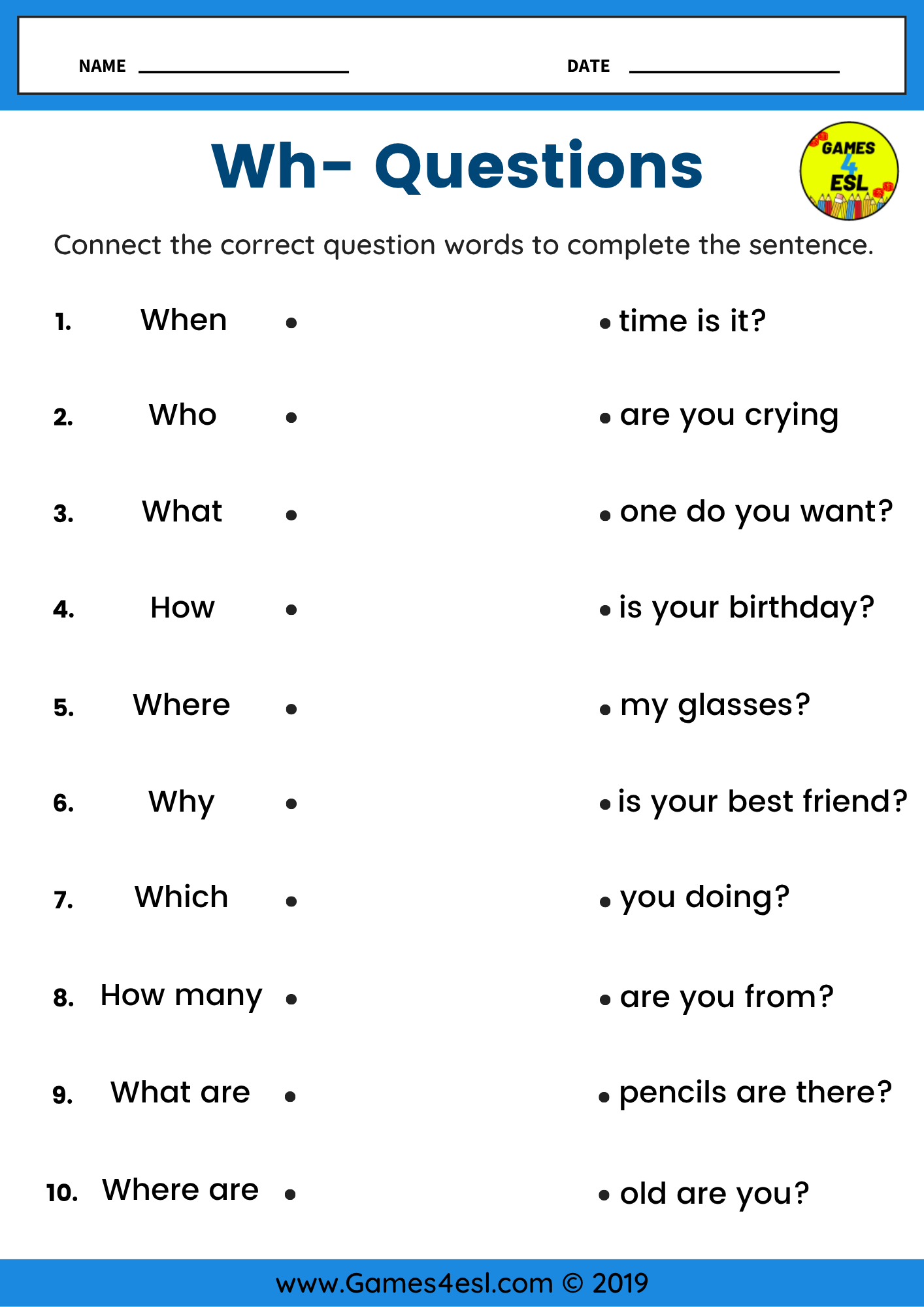 Wh Questions Worksheets Practice Who What When Where Why Which And How Games4esl Wh Questions Worksheets Practice Who What When Where Why Which And How Games4esl