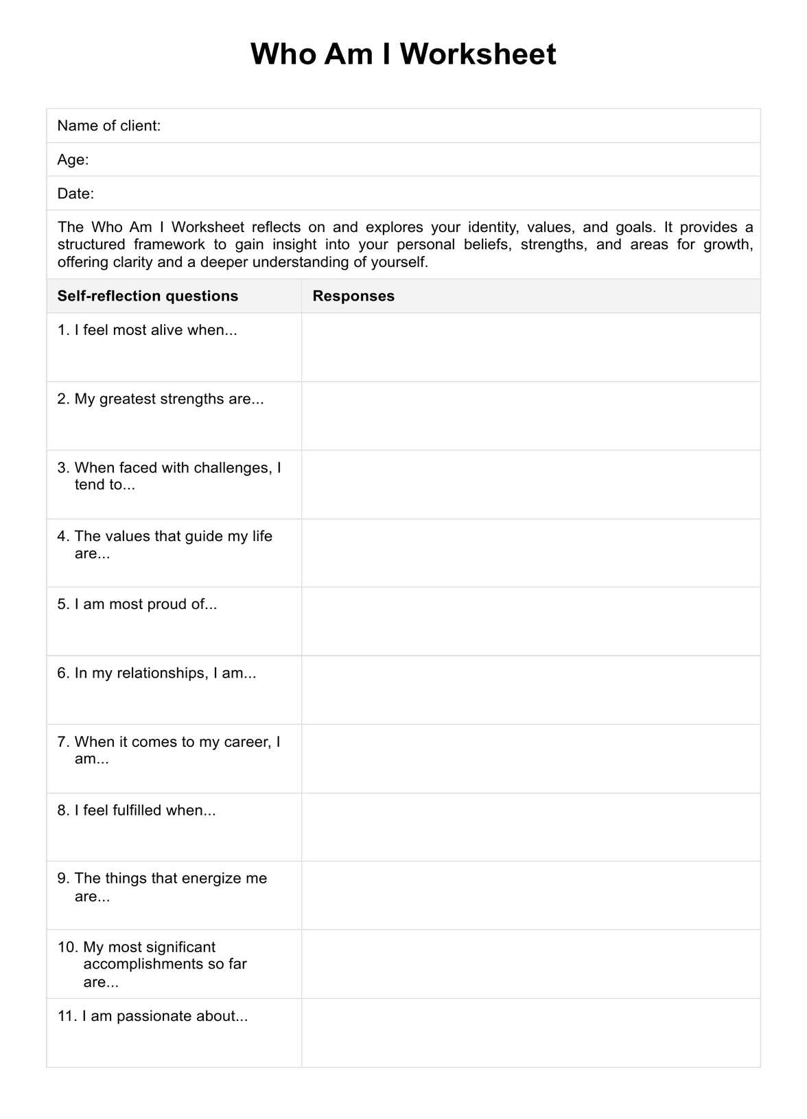 All About Me Worksheet Free