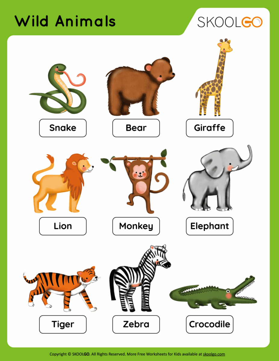 Wild Animals Free Worksheet SKOOLGO
