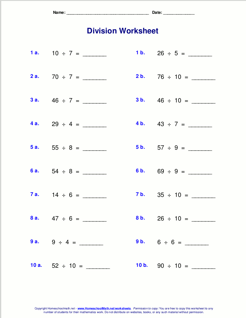 Worksheets For Division With Remainders Long Division Worksheets For 5th Grade