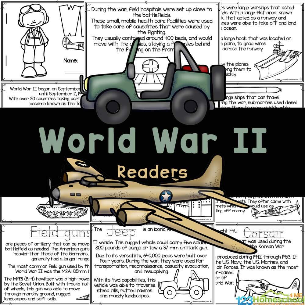 World War 2 For Kids Reader To Color And Learn World War II Reading Packet By Teach Simple