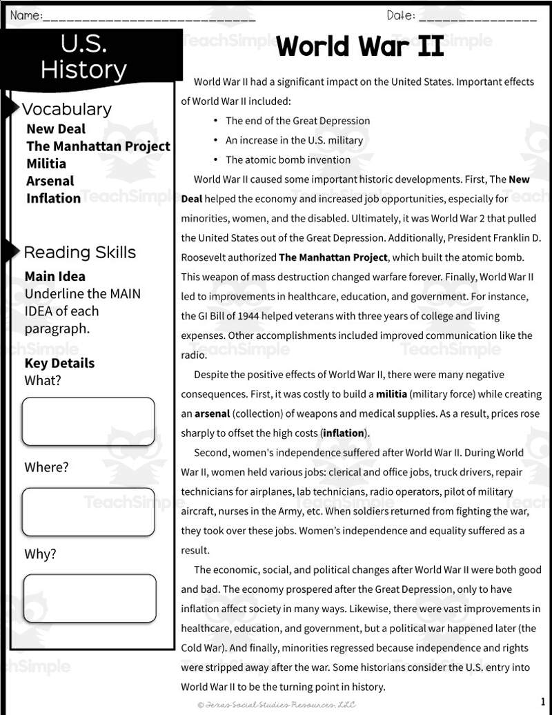 World War II Reading Packet By Teach Simple World War II Reading Packet By Teach Simple