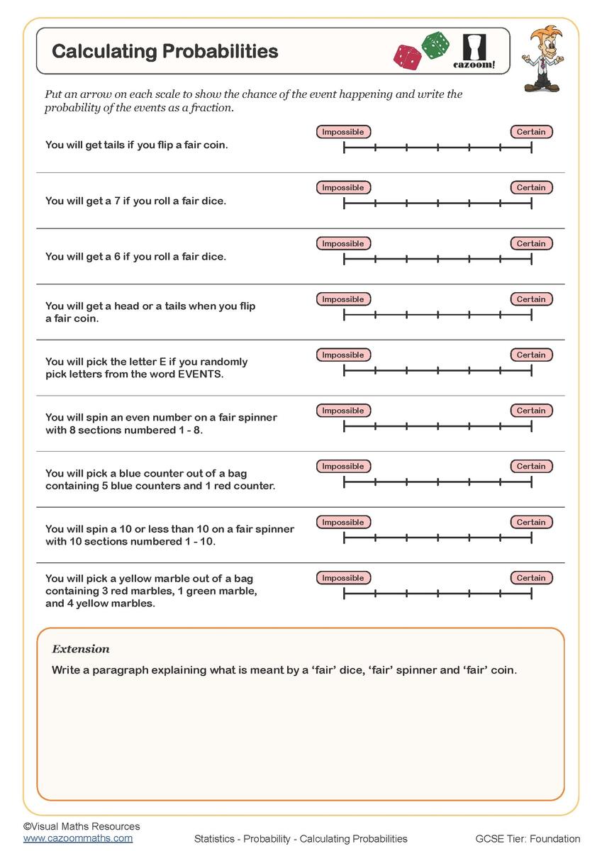 Year 7 Probability Worksheets PDF Printable Worksheets