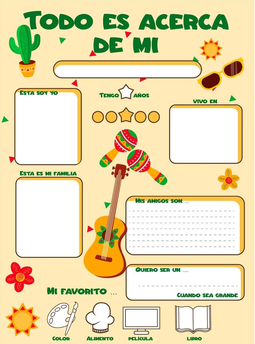 Yo All About Me Activity Spanish 1 Printable No Prep Worksheets Library Yo All About Me Activity Spanish 1 Printable No Prep Worksheets Library